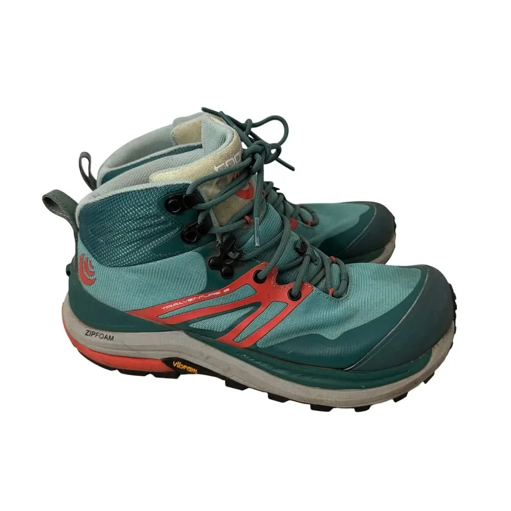 Topo Trailventure 2 Boots Womens Size 9 Teal Coral Vibram Soles Hiking